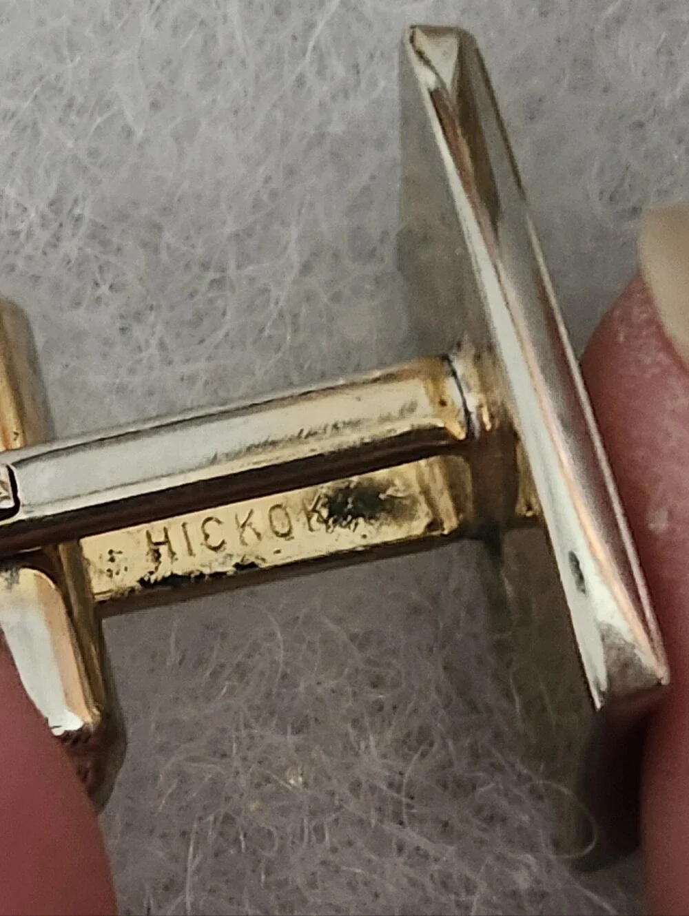 Vtg Hickok USA Men's Silver-Tone Minimalist Rectangular Cufflinks